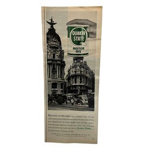 Vintage 1958 Print Ad Quaker State Motor Oil On the Road Madrid Spain